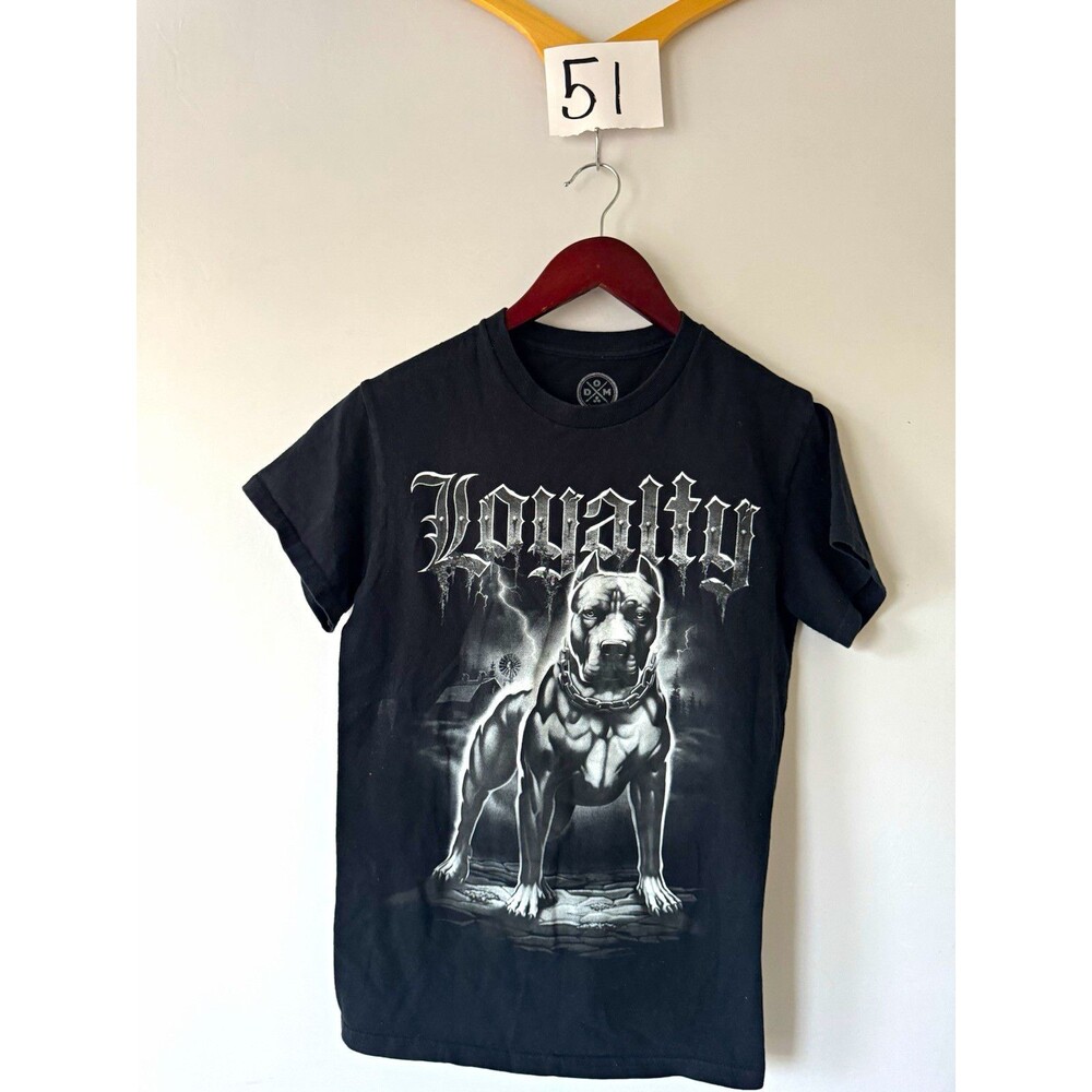 DOM Men’s S Black Dog Graphic Print T-Shirt Crew Neck Short Sleeve Cotton